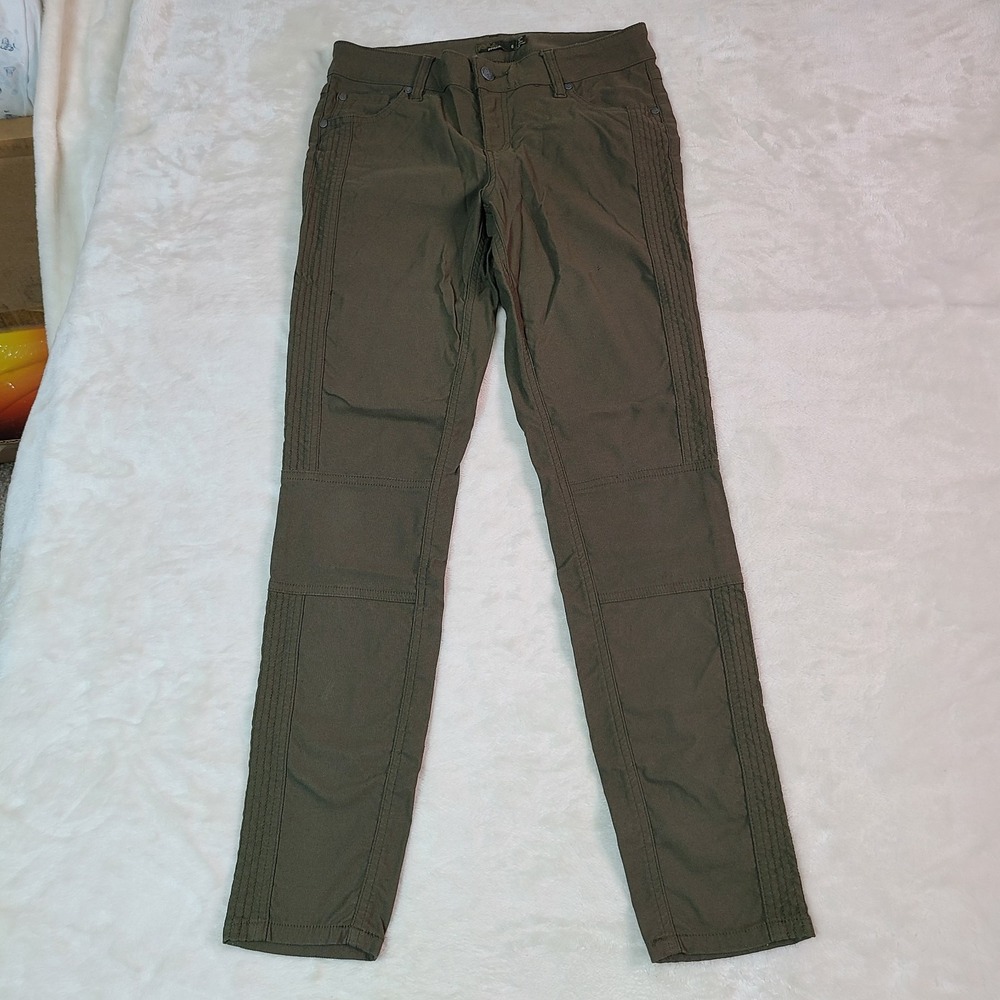 Prana Pants Women's Sz 6 Green Olive Moto Brenna Skinny Outdoors Nylon Stretch
